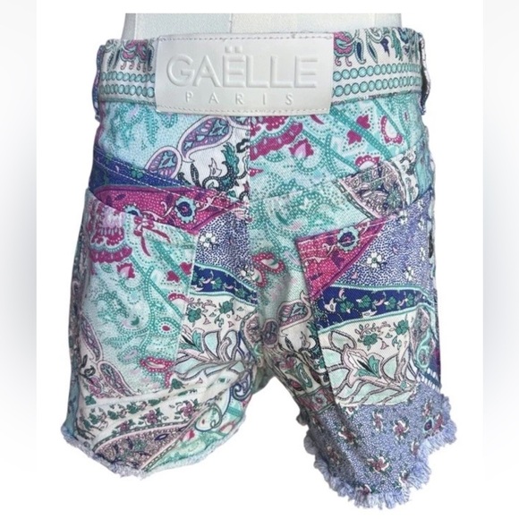 Gaëlle Paris Boho Paisley Patchwork Shorts Women’s Fringe Hem Festival Vibe - Picture 8 of 12